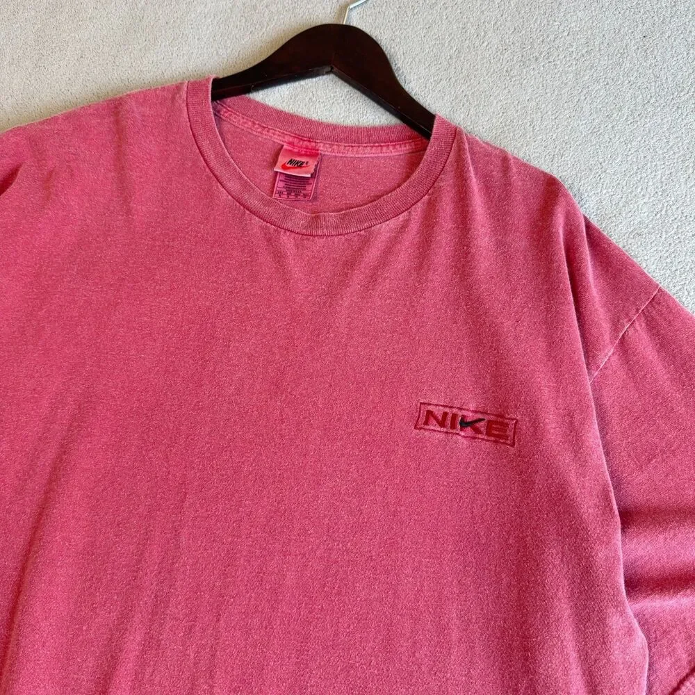 Nike Vintage T Shirt Men's XL Pink Made In USA 90s Embroidered Logo Tee